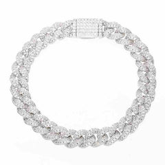 8mm S925 2 Rows Moissanite Cuban Link Bracelet