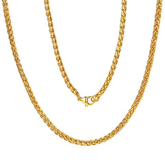 Classy Men 3mm Gold Braided Wheat Chain Necklace