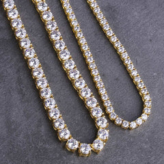 5mm+3mm Tennis Chain Set in 14K Gold