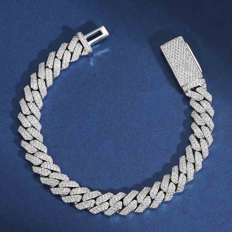 10mm S925 2 Rows Moissanite Cuban Link Bracelet