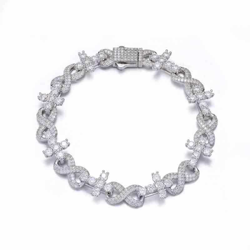 10mm S925 Moissanite Infinity Cross Link Bracelet