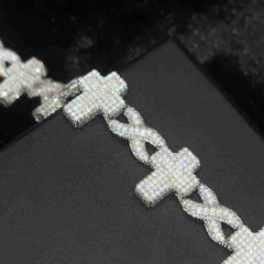 8mm S925 Moissanite Cross Infinity Cuban Link Bracelet