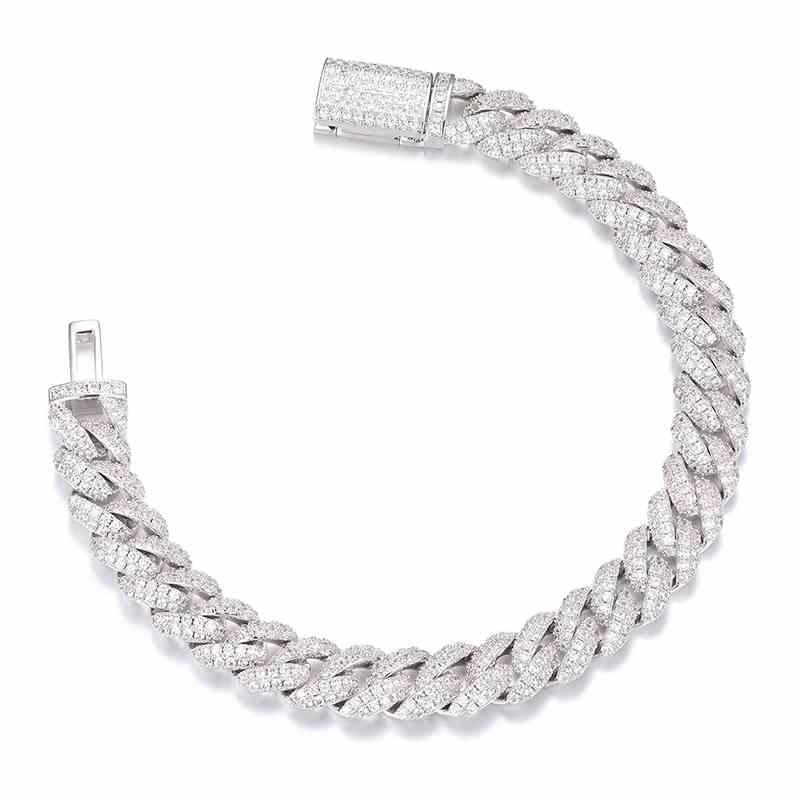 10mm S925 2 Row Moissanite Bubble Cuban Link Bracelet