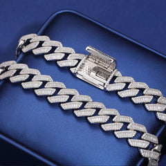 14mm S925 Baguette Moissanite Cuban Link Chain