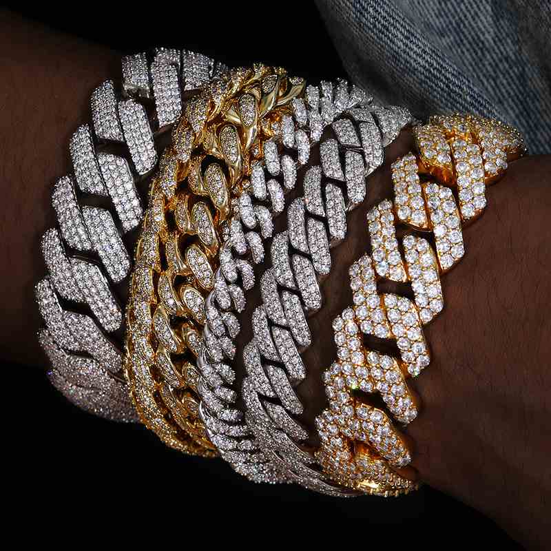 10mm S925 2 Row Moissanite Bubble Cuban Link Bracelet