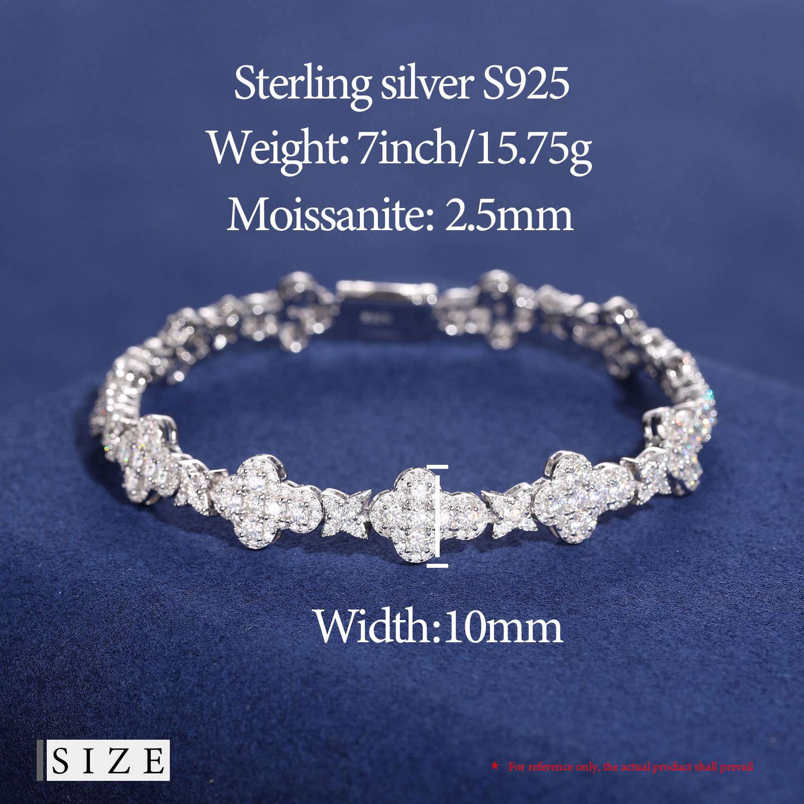 10mm S925 Moissanite Star Cross Link Bracelet