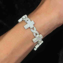 8mm S925 Moissanite Cross Infinity Cuban Link Bracelet