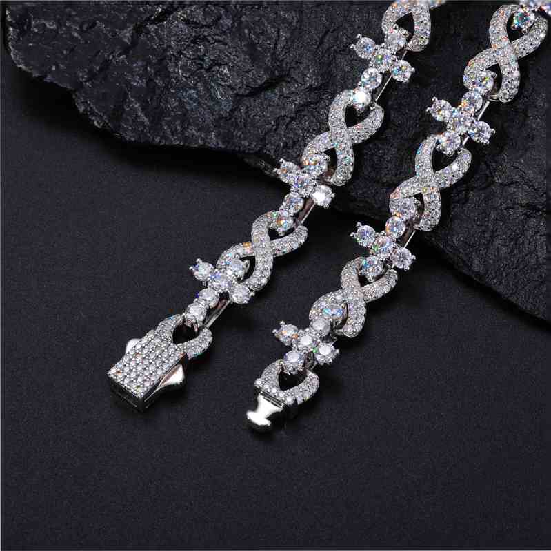 10mm S925 Moissanite Infinity Cross Link Bracelet