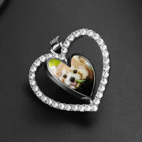 Custom Heart Rotating Double-sided Photo Necklace