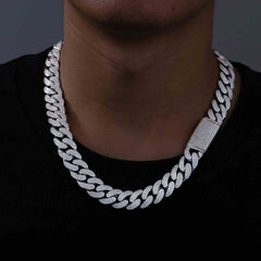 16mm S925 3 Rows Moissanite Cuban Link Chain