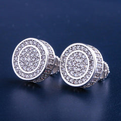 Round Iced Stud Mens Earrings