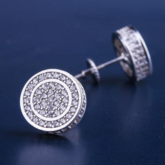 Round Iced Stud Mens Earrings