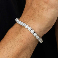 6mm S925 Moissanite Clustered Halo Tennis Bracelet