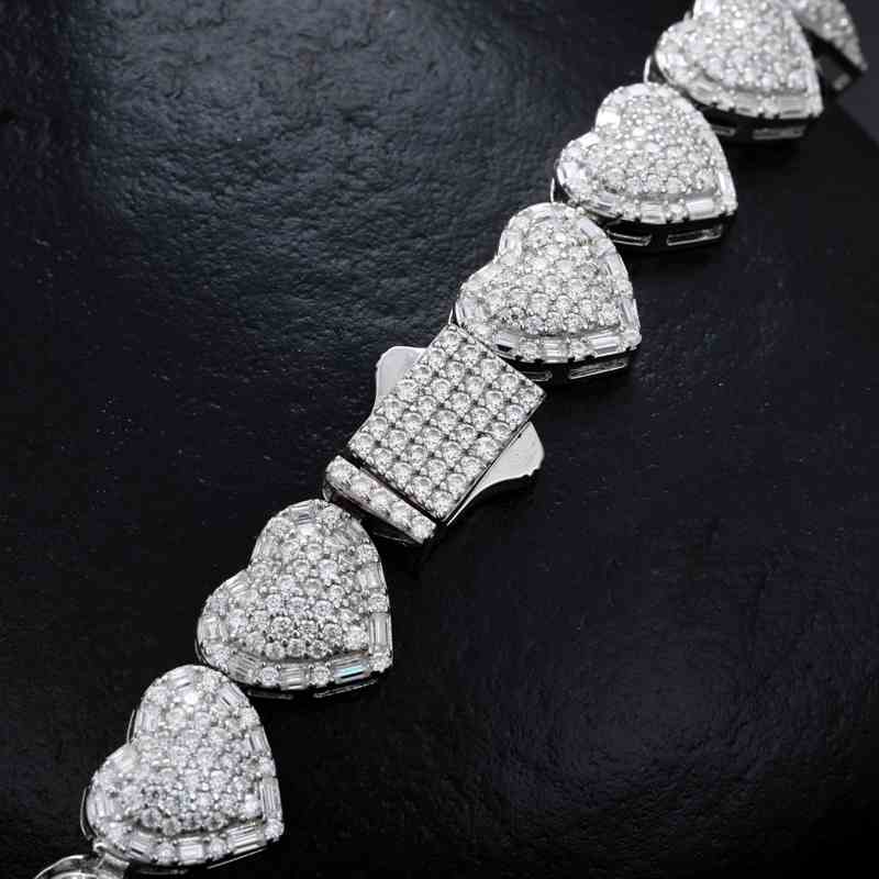 10mm S925 Moissanite Heart Tennis Bracelet