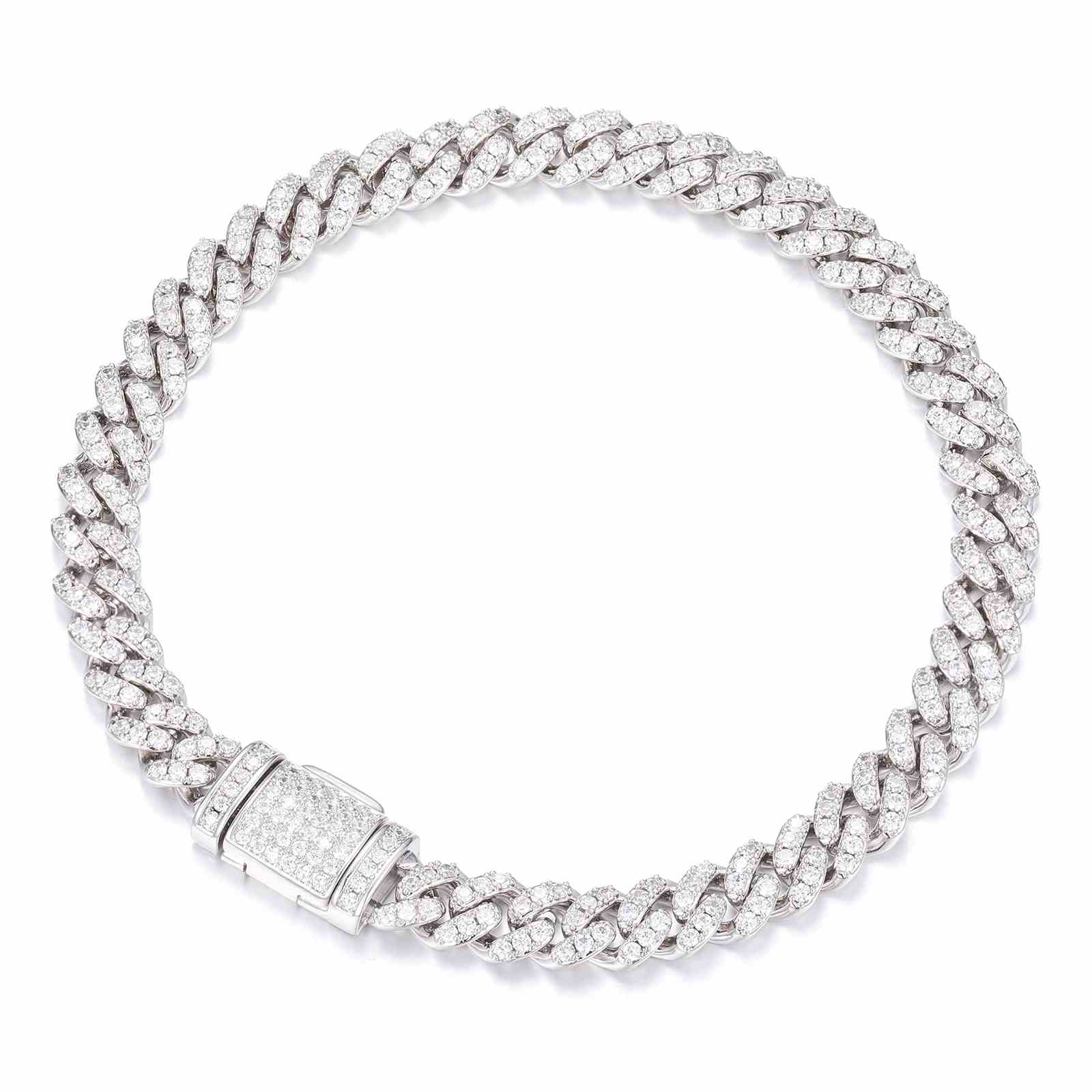 6mm S925 1 Row Moissanite Bubble Cuban Link Bracelet