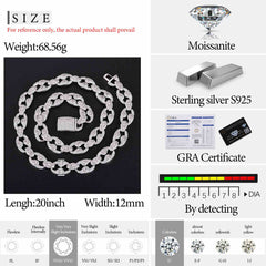 12mm S925 Moissanite Tear Drop Link Chain