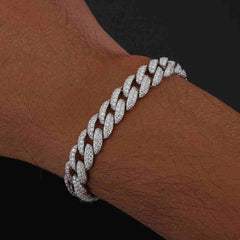 10mm S925 2 Row Moissanite Bubble Cuban Link Bracelet