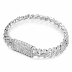 10mm S925 2 Rows Moissanite Cuban Link Bracelet