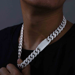 16mm S925 3 Rows Moissanite Cuban Link Chain