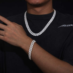 12mm S925 3 Rows Moissanite Cuban Link Chain