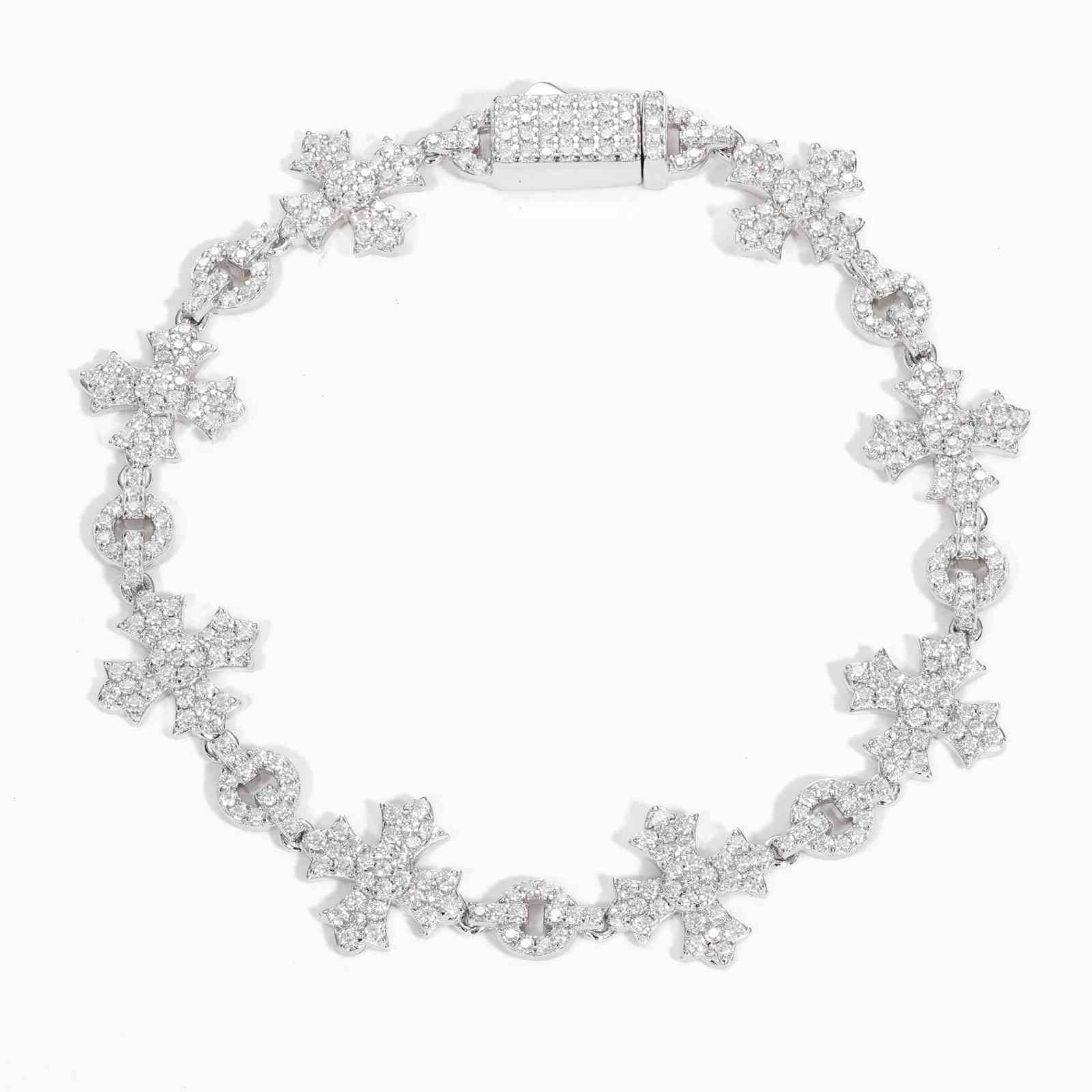 12mm S925 Moissanite Cross Link Bracelet