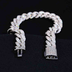 8mm S925 2 Rows Moissanite Cuban Link Bracelet