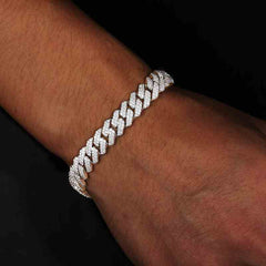 10mm S925 2 Rows Moissanite Cuban Link Bracelet