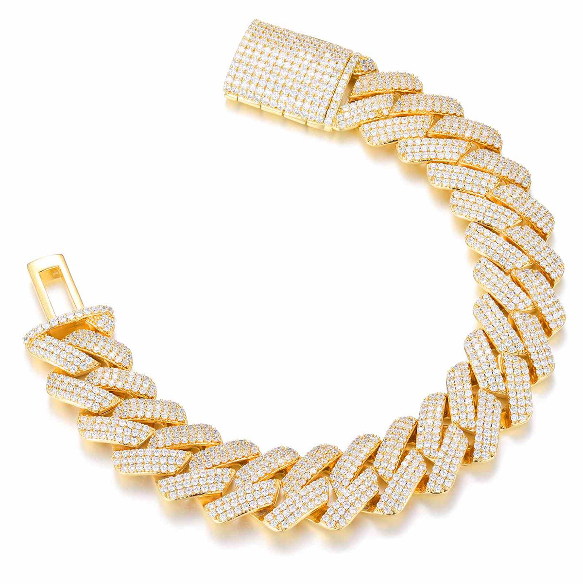 20mm S925 3 Row Moissanite Cuban Link Bracelet