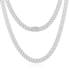 12mm S925 2 Rows Moissanite Cuban Link Chain