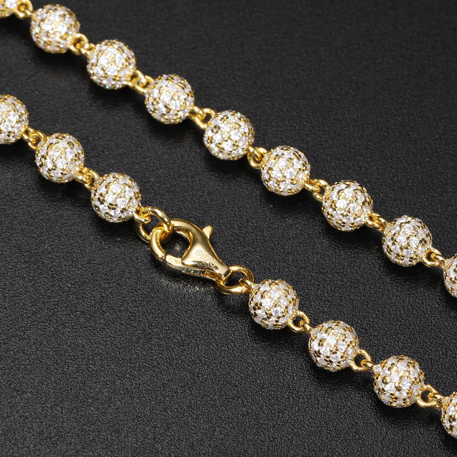 5mm S925 Moissanite Bead Link Chain